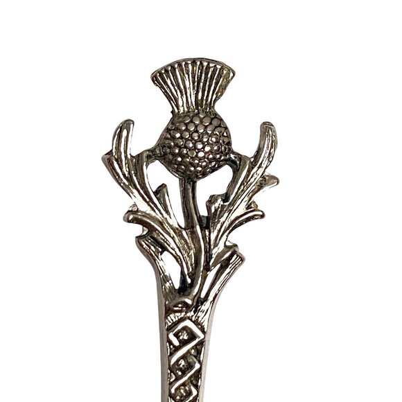 Scotland Thistle Silver Tone Kilt Brooch Pin With Safety Clasp 3in - Picture 2 of 10